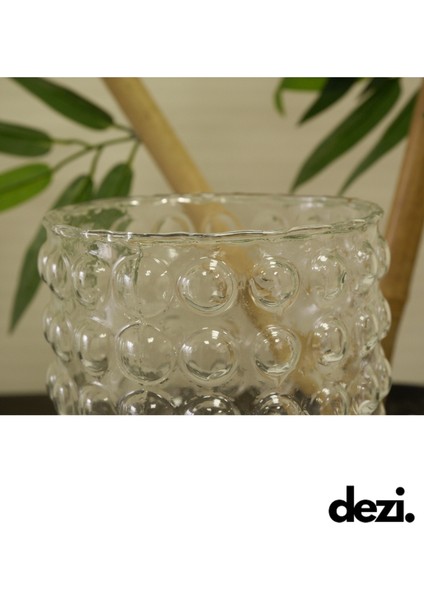 3'lü Boncuk Silindir Cam Vazo, Mumluk Dekoratif Set, Ev Nişan Dekorasyonu (15-20-25 cm ) Çap 10 cm fırsatları