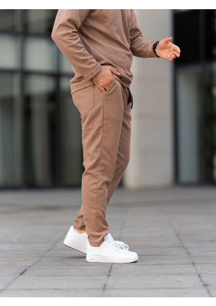 Erkek Pantolon , Waffle Kumaş Jogger Pantolon, Soğuk Havalara Uygun, Sıcak Havalara Uygun, Kahverengi Pantolonbaharlık, Pamuklu, Günlük Giyim, Rahat Kesim fiyatları