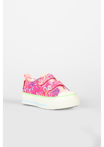 Done Desenli Kız Okul Öncesi Fuşya Sneaker