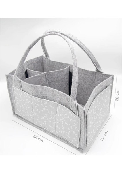 Nessiworld Nessiworld Babyjem Keçe Anne Bebek Bakım Çantası 772 Gri Çiçek