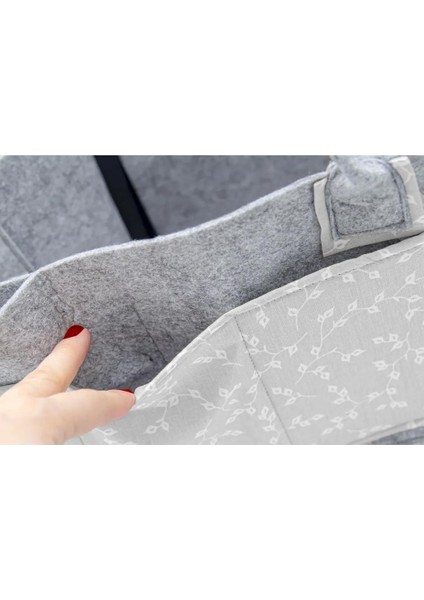Nessiworld Nessiworld Babyjem Keçe Anne Bebek Bakım Çantası 772 Gri Çiçek