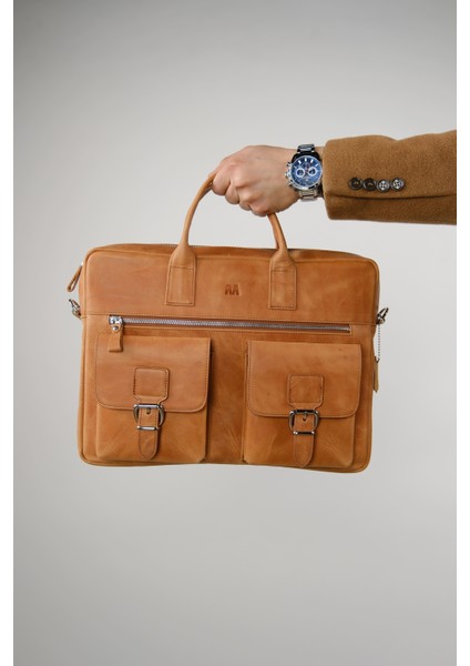 Hakiki Deri Laptop El Çantası | Loreen 2230 - Tiguan Camel