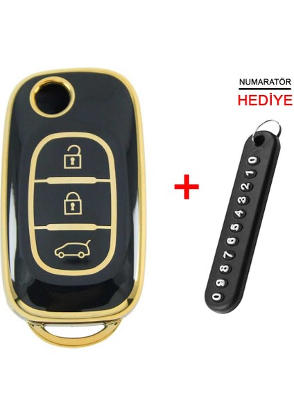 Renault Megane Iıı Fluence 3 Buton Sustalı Siyah Oto Anahtar Kumanda Kabı Kılıfı Oto Anahtarlık