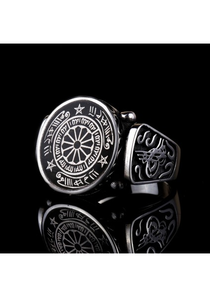 925 Ayar Gümüş Osmanlı Tuğralı Rufai Gülü Erkek Yüzük