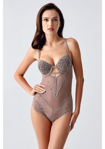 Kadın Dantelli Special Destekli Vizon Body C9T9N0O533