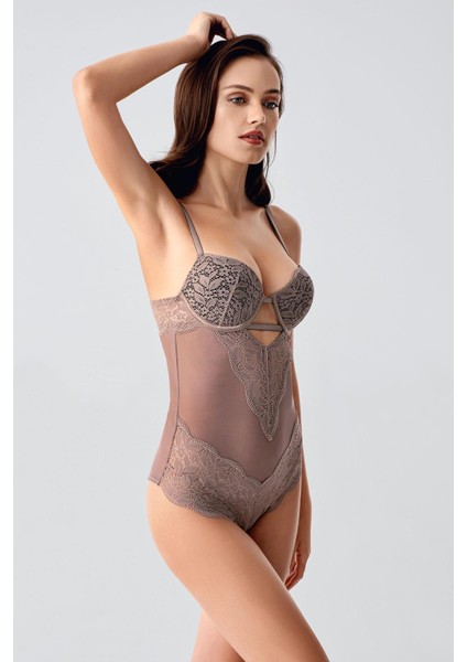 Kadın Dantelli Special Destekli Vizon Body C9T9N0O533