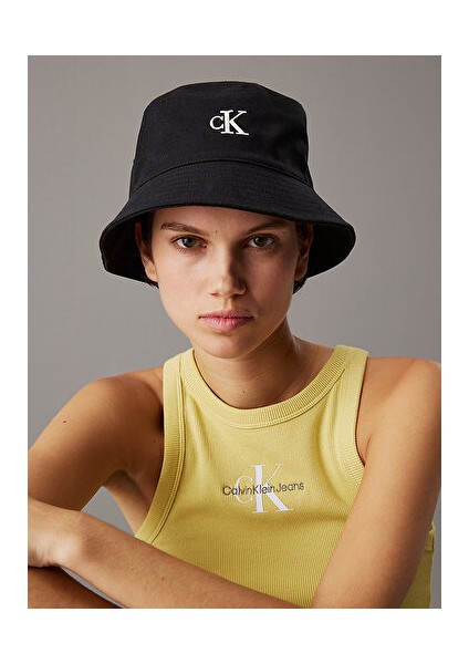 Embroıdered Monogram Bucket Hat