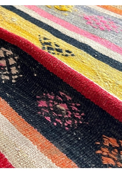 48X114 cm El Dokuma Renkli Kilim, Küçük Boy Çizgili Kilim, Vintage Bohem Stili Ev ve Ofis Kilimi fırsatları