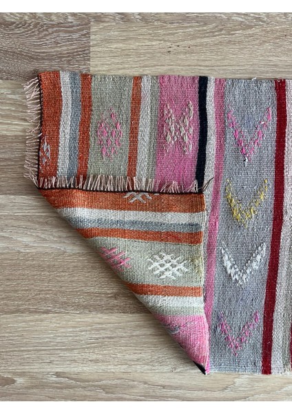 48X114 cm El Dokuma Renkli Kilim, Küçük Boy Çizgili Kilim, Vintage Bohem Stili Ev ve Ofis Kilimi indirimleri