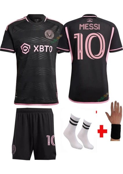 Lionel Messi Inter Mıamı Siyah Çocuk Futbol Forması 4lü Set