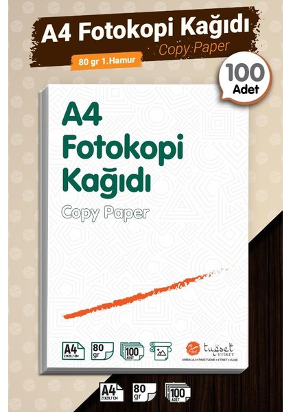 A4 Fotokopi Kağıdı 80GR 1.hamur 100 Adet