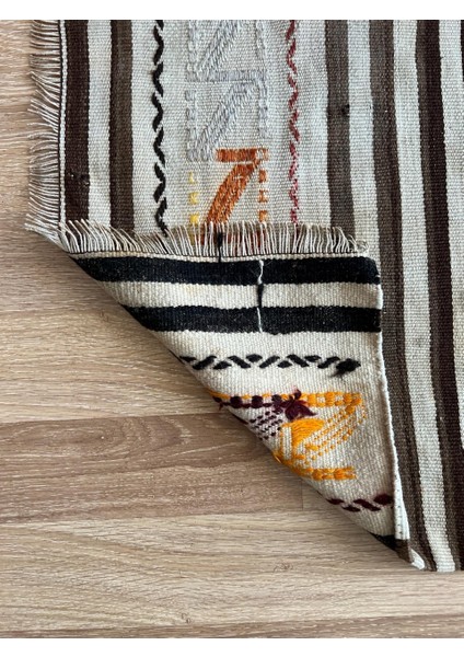 63 x 130 cm Kahverengi Vintage Kilim, El Dokuma Türk Yün Kilim, Harika Desenli Kilim, Bohem Tarzı Koridor Kilimi indirimleri