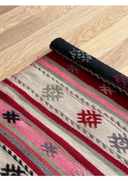 60 x 122 cm Pembe Pıtrak Desenli Vintage Kilim, El Dokuma Pembe Dekoratif Koridor Kilimi, Bohem Tarzı Küçük Yolluk indirimleri