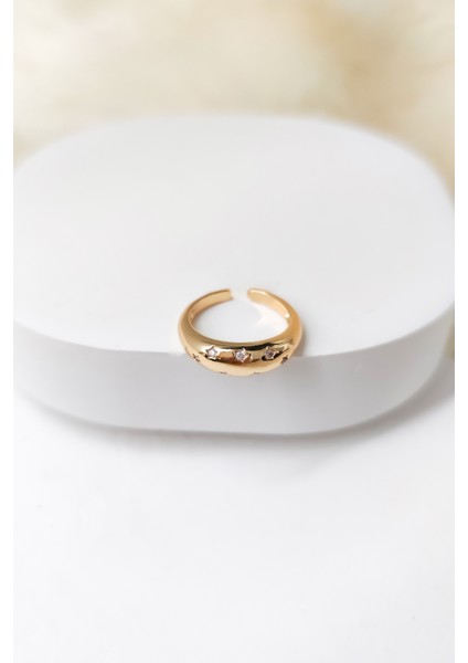 Bombeli Yıldız Detaylı Taşlı Ayarlanabilir Yüzük modelleri