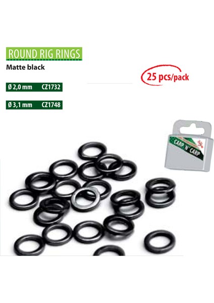Cz 1731 Round Rig Rings 2 Mm, Matte Black (25PCS)