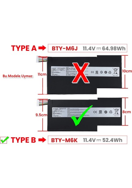Msı MS-17B3 MS-17F1 Notebook Batarya Pil