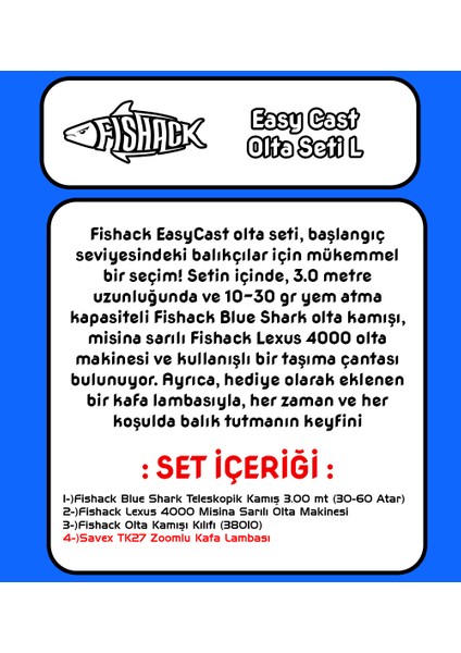 Fishack Easycast Kıyı Olta Seti L - 3.00MT/30-60GR