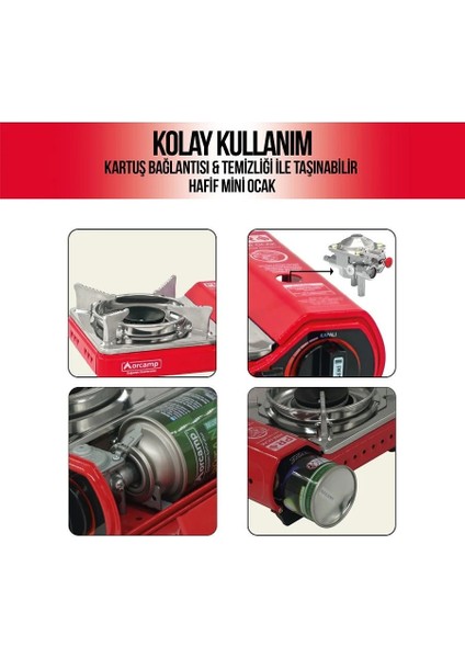 Tekli Çantalı Mini Portatif Ocak Kırmızı CK-506 modelleri