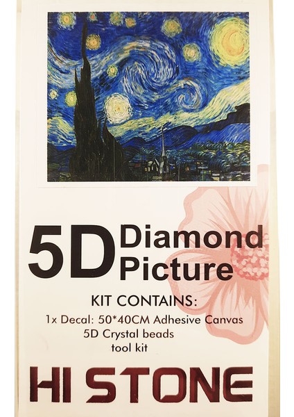 5d Elmas Taş Işleme Kiti 40X50 cm Yıldızlı Gece Desen