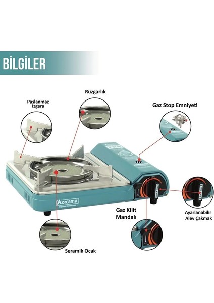 Orcamp Tekli Portatif Pro Seramik Ocak Mavi CK-508 fırsatları