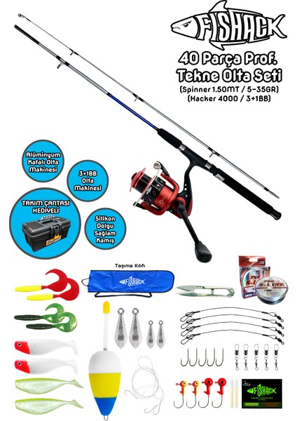 Fishack 40 Parça Profesyonel Tekne Olta Seti - 1.50MT/3+1BB
