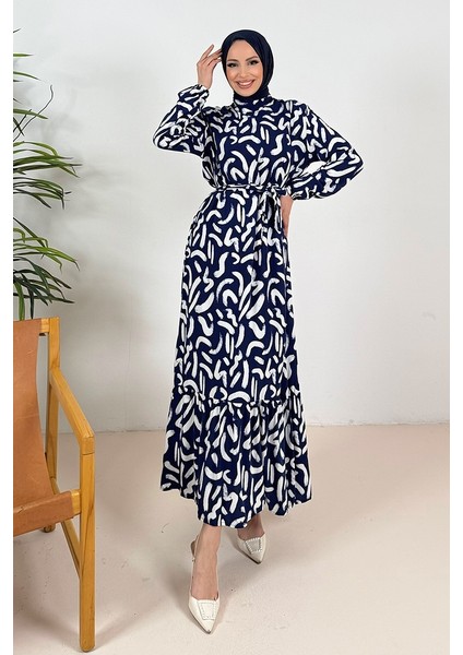 Virel Dokuma Viskon Elbise 1359 - Lacivert fiyatları