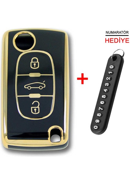 Peugeot 307 Citroen C8 3 Buton Sustalı Siyah Oto Anahtar Kumanda Kabı Kılıfı Oto Anahtarlık