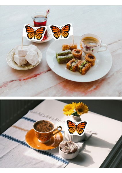 Kral Kelebek Baskılı Ikramlık, Sunumluk, Çay ve Kahve Yanı, Özel Gün, Davet ve Organizasyonlar Için Hayvan Figürlü Bayrak Kürdan fırsatları