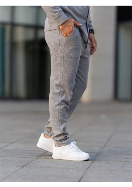 Erkek Pantolon , Waffle Kumaş Jogger Pantolon, Soğuk Havalara Uygun, Baharlık, Pamuklu, Günlük Giyim, Rahat Kesim,gri Pantolon,gri Jogger modelleri