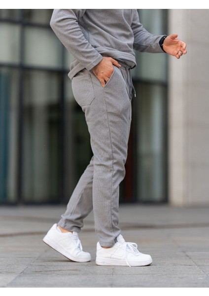 Erkek Pantolon , Waffle Kumaş Jogger Pantolon, Soğuk Havalara Uygun, Baharlık, Pamuklu, Günlük Giyim, Rahat Kesim,gri Pantolon,gri Jogger fırsatları