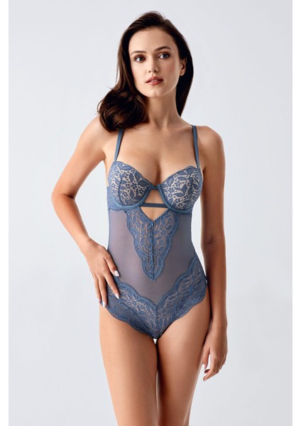 Kadın Dantelli Special Destekli Mavi Body C9T9N0O533