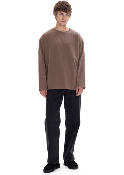 Basıc Uzun Kol T-Shırt - Kahverengi
