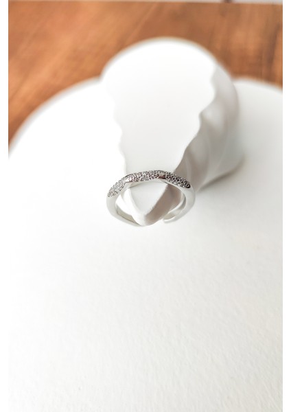 Zarif Minik Taşlı Oval Ayarlanabilir Yüzük