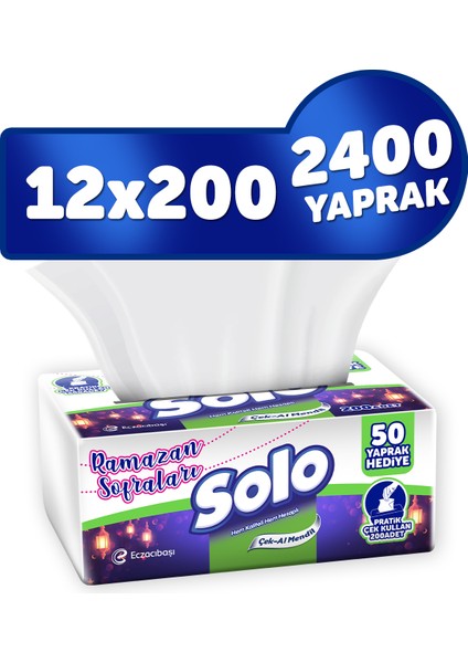 12'li Çek-Al Kağıt Mendil (1800 Yaprak +600 Yaprak Hediye)