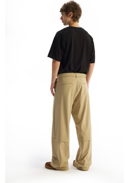 Kemerli Paraşüt Pantolon - Bej