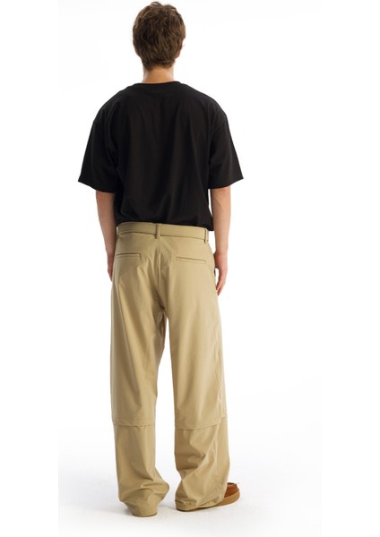 Kemerli Paraşüt Pantolon - Bej