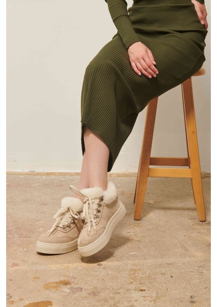 İçi Kürklü Bağcıklı Kadın Sneaker 191350