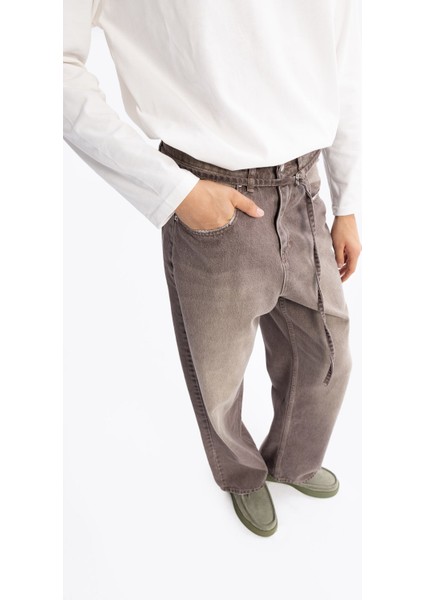 Kemerli Baggy Jean - Kahverengi fiyatları