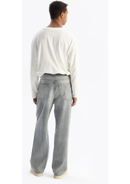 Kemerli Baggy Jean - Gri indirimleri