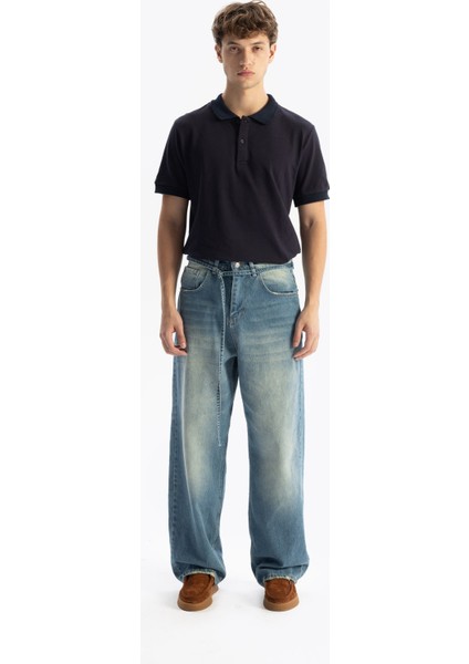 Kemerli Baggy Jean - Mavi