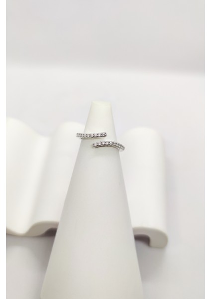 Zirkon Taşlı Sarmal Ayarlanabilir Yüzük