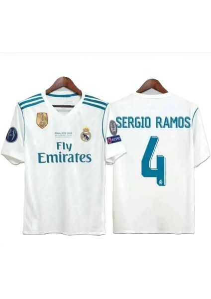17/18 . Real. Madrid. Ramos 4 Numara Beyaz Yetişkin Forması