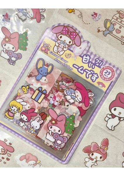 Sanrio Karakter My Melody 25 Yaprak Pet Sticker Set Mor Paket/su Geçirmez/etiket indirimleri