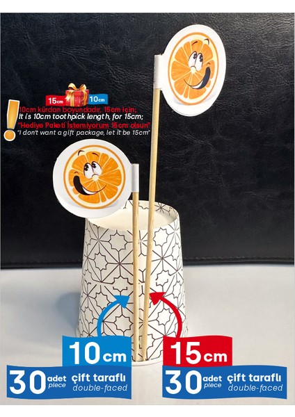 Portakal Baskılı Ikramlık, Sunumluk, Tatlı Üstü, Çay ve Kahve Yanı, Özel Gün, Davet, Etkinlik ve Organizasyonlar Için Meyve Figürlü Bayrak Kürdan fiyatları