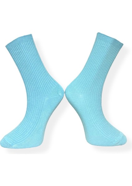 Tekli Unisex Bebe Mavisi Renkli Esnek Nem Alabilen Pamuklu Çorap