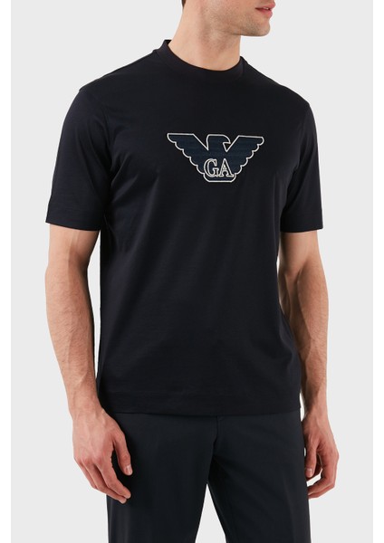 Logo Işlemeli Regular Fit Pamuklu Bisiklet Yaka T Shirt Erkek T Shirt EM001033 AF10017 MB192