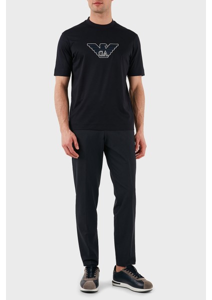 Logo Işlemeli Regular Fit Pamuklu Bisiklet Yaka T Shirt Erkek T Shirt EM001033 AF10017 MB192 modelleri