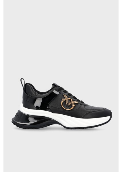 Logolu Deri Kalın Tabanlı Sneaker Ayakkabı Bayan Ayakkabı SS0027 P025 Z99