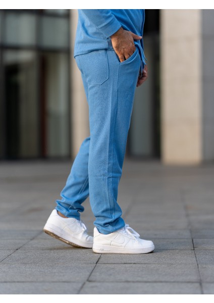 Erkek Pantolon, Waffle Kumaş Jogger Pantolon, Pamuklu, Mevsimlik, Günlük Giyim, Şık ve Konforlu, Yaz Aylarına Uygun,mavi Pantolon fırsatları
