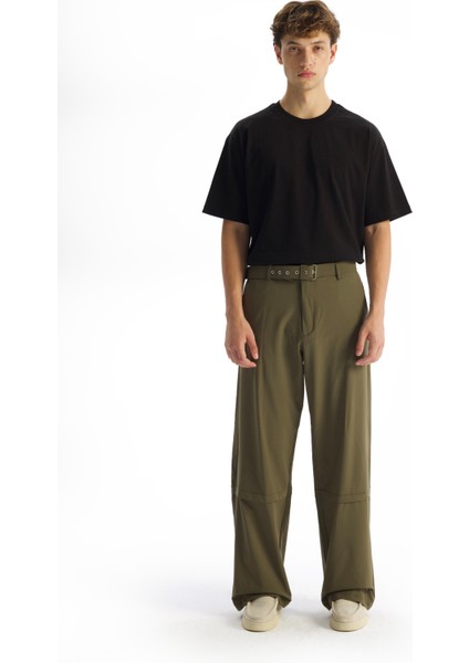 Kemerli Paraşüt Pantolon - Haki